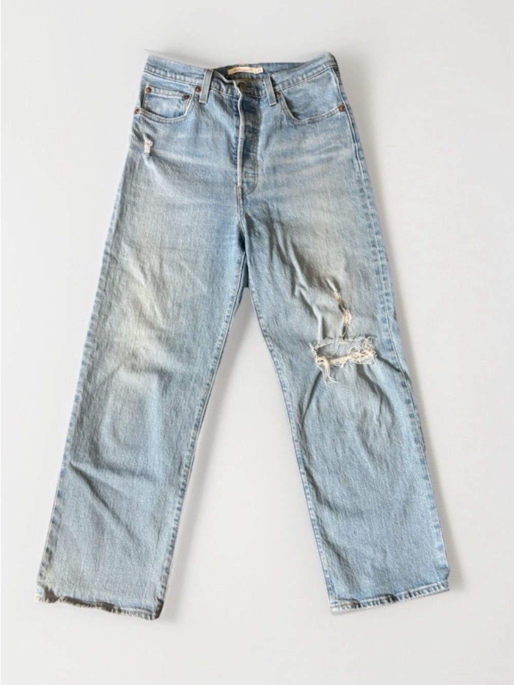 Levi’s Premium Denim Ribcage Straight Ankle in Tango Fade Light Blue Wash Sz 29 - Picture 5 of 10